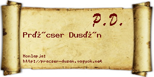Prácser Dusán névjegykártya